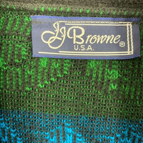 Vintage 1980's JJ Browne USA Cardigan Sz L Pop Art Graphic New Wave Sweater - Picture 3 of 6